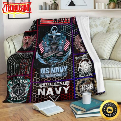 Us Navy The Sea Is Ours Fleece Throw Blanket