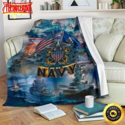 Us Navy War At The Seas Fleece Throw Blanket