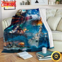 Us Navy Warships At The Sea Fleece Throw Blanket