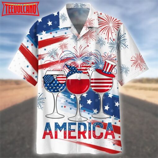 Usa Hawaiian Shirt Glass Drinking Cheer Up Independence Day, America 4Th Of Jul Hawaiian Shirt