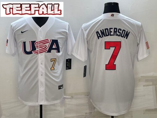 USA Tim Anderson White Gold 2023 World Baseball Classic Jersey