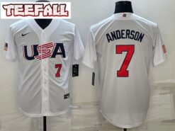 USA Tim Anderson White Red 2023 World Baseball Classic Jersey