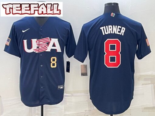 USA Trea Turner Navy Gold 2023 World Baseball Classic Jersey