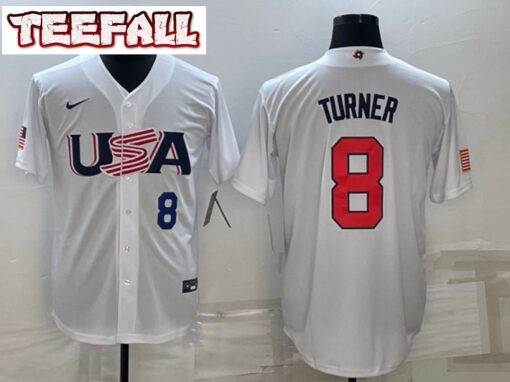 USA Trea Turner White Navy 2023 World Baseball Classic Jersey