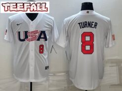 USA Trea Turner White Red 2023 World Baseball Classic Jersey