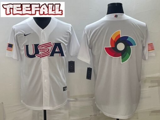 USA White 2023 World Baseball Classic Jersey with Big Logo