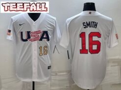 USA Will Smith White Gold 2023 World Baseball Classic Jersey