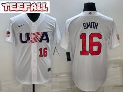 USA Will Smith White Red 2023 World Baseball Classic Jersey