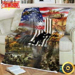 U.S.Army Soldiers And Gun Fleece Throw Blanket