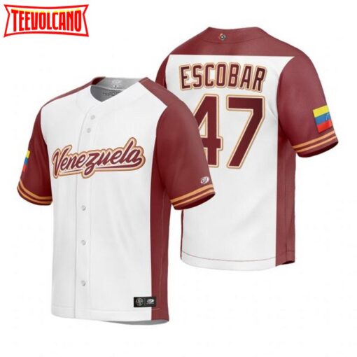 Venezuela Edwin Escobar White Replica 2023 World Baseball Classic Jersey