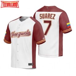 Venezuela Eugenio Suarez White Replica 2023 World Baseball Classic Jersey