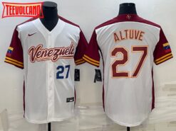 Venezuela Jose Altuve White Navy 2023 World Baseball Classic Jersey