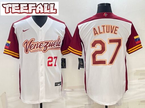 Venezuela Jose Altuve White Red 2023 World Baseball Classic Jersey