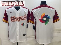 Venezuela White Burgundy 2023 World Baseball Classic Jersey with Big Logo