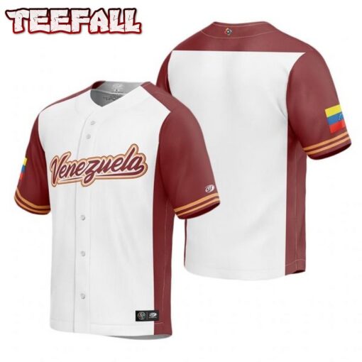 Venezuela White Burgundy Replica 2023 World Baseball Classic Jersey