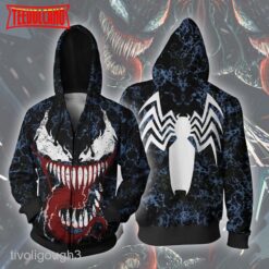 Venom 3D Hoodie, Venom Horror Halloween 3D Zip Hoodie