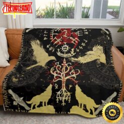 Viking Eagle And Wolves Fleece Throw Blanket