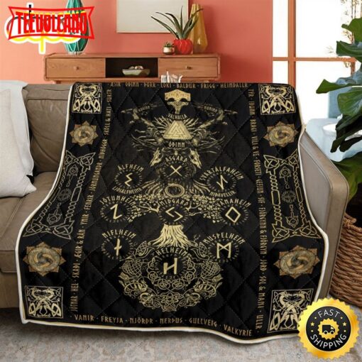 Viking Symbols Fleece Throw Blanket