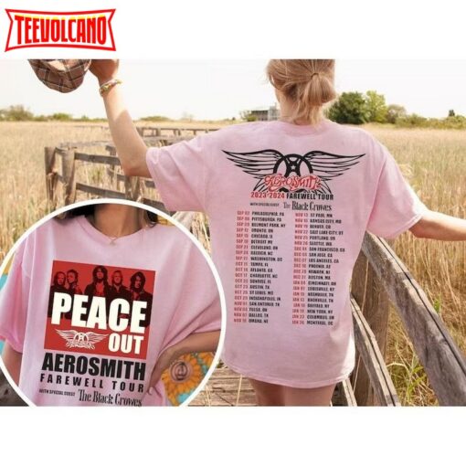 Vintage Aerosmith 2023-2024 Peace Out Farewell Tour Double Side Shirt