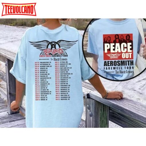 Vintage Aerosmith 2023-2024 Peace Out Farewell Tour Double Side Shirt