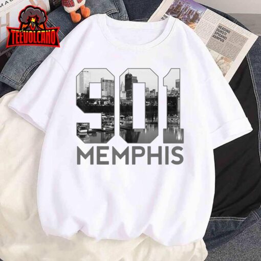 Vintage Memphis Tennessee 901 Area Code Skyline T-Shirt