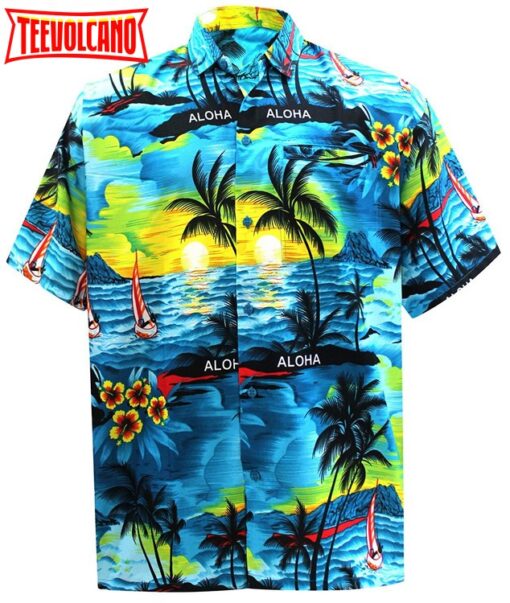 Vintage Shirt Casual Button Down Short Sleeve Beach Shirt Men Aloha Pocket