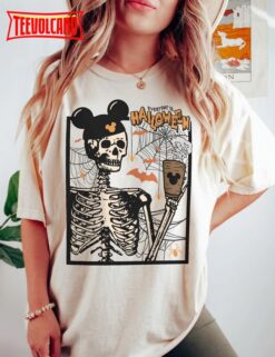 Vintage Skeleton Drink Coffee Shirt, Disney Mickey Ear Skull Shirt