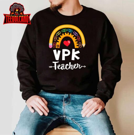 VPK Crew Teacher Back To School Teacher Rainbow Pencil T-Shirt