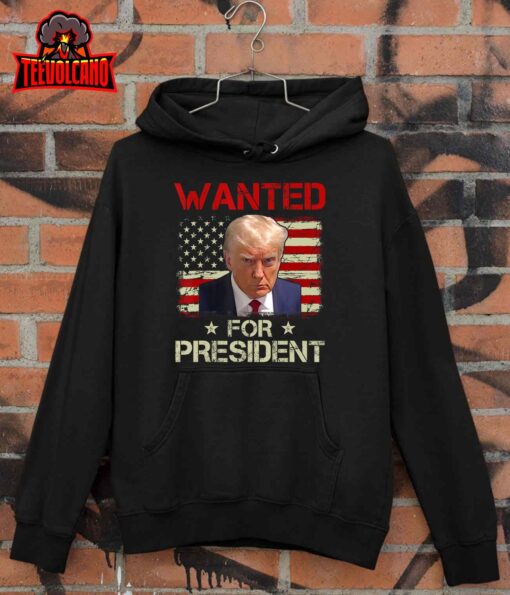 Wanted Donald Trump For President 2024 USA Flag Vintage T-Shirt