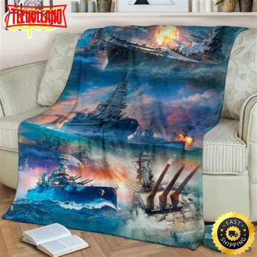 Warships At The Seas Us Navy Fleece Throw Blanket