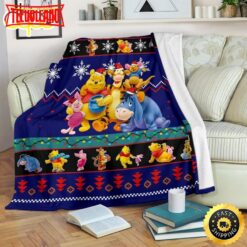 Winnie The Pooh  With Friends Blue Black Blanket