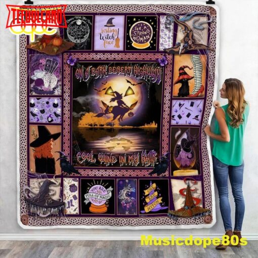 Witch On A Dark Desert Highway Halloween Sofa Fleece Throw Blanket  Halloween Gifts