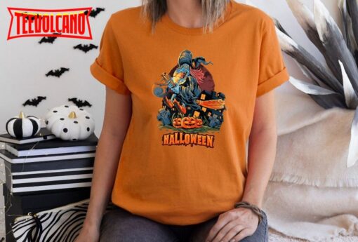 Witch with Broom Halloween Shirt, Witch Halloween Sweatshirt