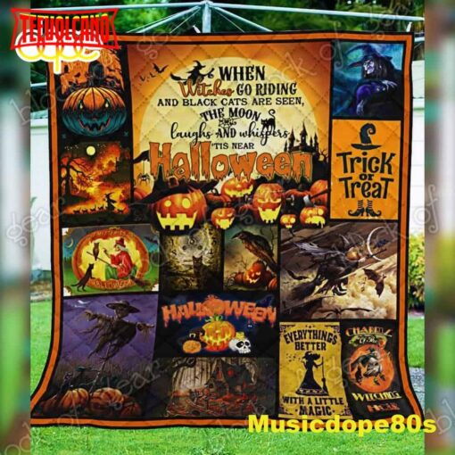 Witches Go Riding Halloween  3D All Over Printed Quilt Blanket