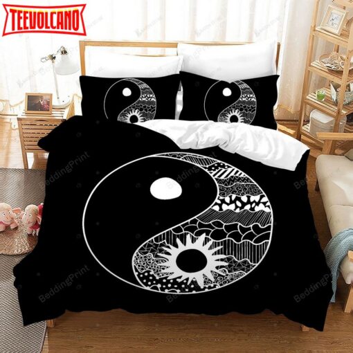 3d Black White Tai Chi Eight Diagrams Bed Sheets Duvet Cover Bedding Set