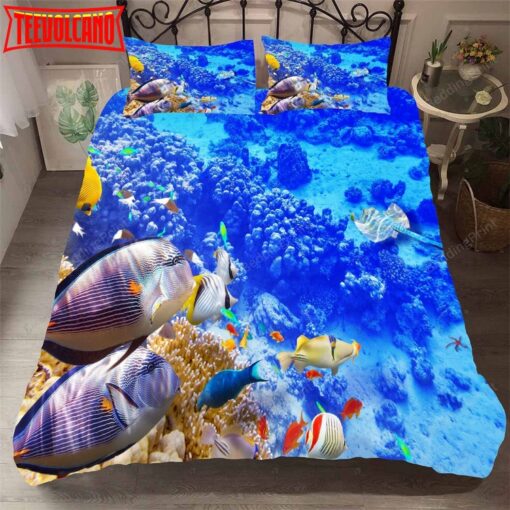 3d Blue Seabed Coral Fish Bed Sheets Duvet Cover Bedding Set