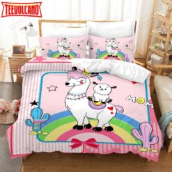 3D Cartoon Alpaca Rainbow Bedding Set Bed Sheet Duvet Cover Bedding Sets