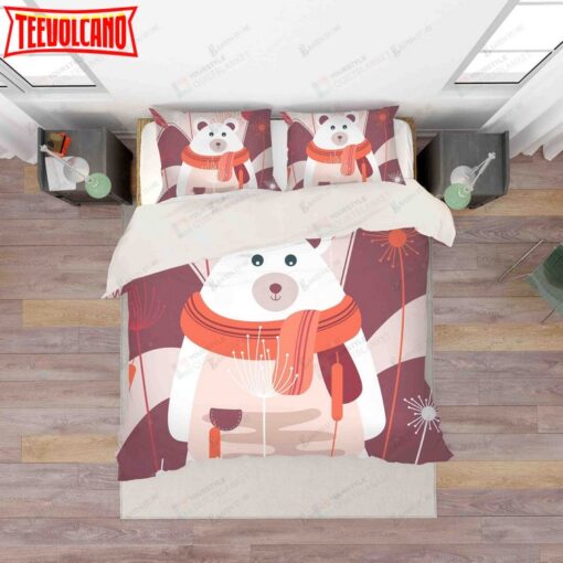 3d Cartoon Bear Winter Bed Sheets Duvet Cover Bedding Set