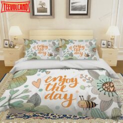 3D Cartoon Bee Flower Enjoy The Day Cotton Bed Sheets Duvet Cover Bedding Sets