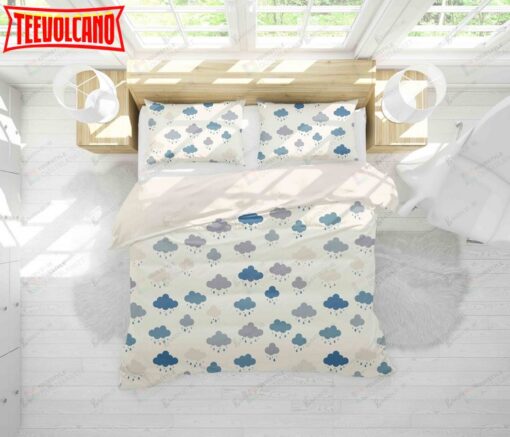 3d Cartoon Clouds Rain Bed Sheets Duvet Cover Bedding Set