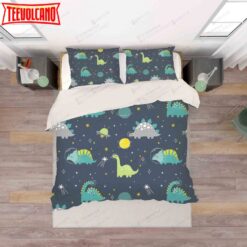 3d Cartoon Dinosaurs Outer Space Bed Sheets Duvet Cover Bedding Set