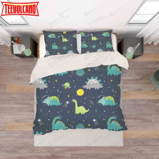 3d Cartoon Dinosaurs Outer Space Bed Sheets Duvet Cover Bedding Set