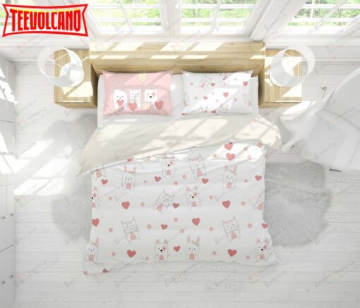 3d Cartoon Kitty, Puppy And Rabbit Bed Sheets Duvet Cover Bedding Set