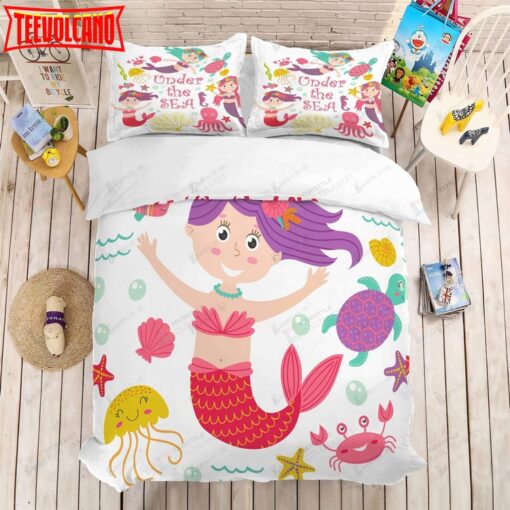 3d Cartoon Mermaid Bed Sheets Duvet Cover Bedding Set