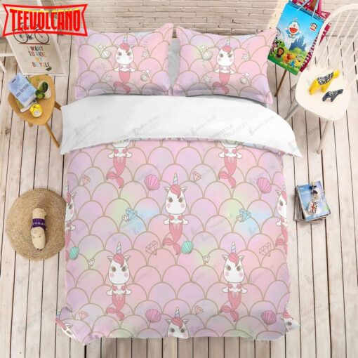 3d Cartoon Mermaid Pink Bed Sheets Duvet Cover Bedding Set