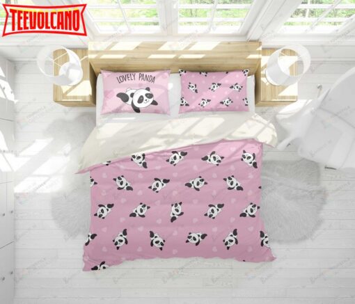 3d Cartoon Panda Pink Bed Sheets Duvet Cover Bedding Set