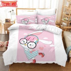 3D Cartoon Rabbit Pink Quilt Cover Set Bedding Set Duvet Cover