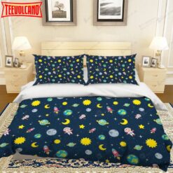 3d Cartoon Space Sun Moon Planet Bed Sheets Duvet Cover Bedding Set