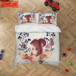 3d Cartoon Squirrel Mushroom Pinecone Leaves Duvet Cover Bedding Set