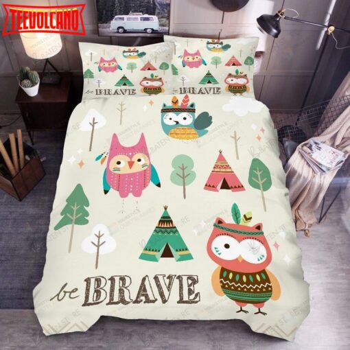 3d Cartoon Trees Tent Owl Bed Sheets Spread Duvet Cover Bedding Set